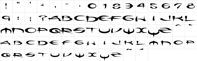 Myque Straight Normal  glyph index