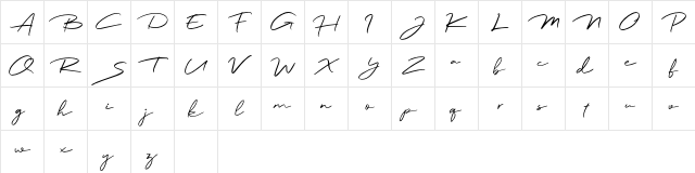 Jadyn Maria Free Regular  glyph index