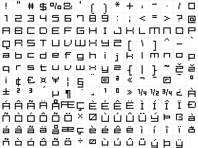 FFF Estudio Extended Regular  glyph index