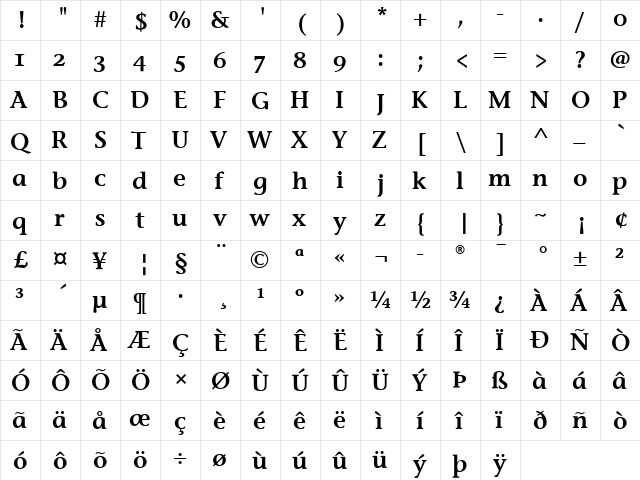 StoneInfOSITC Regular  glyph index