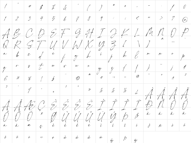 My Everything Regular  glyph index