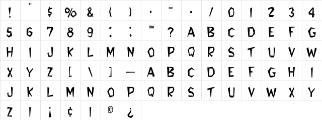 Shicker-Light Regular  glyph index