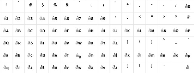 CoolFatCat Regular  glyph index