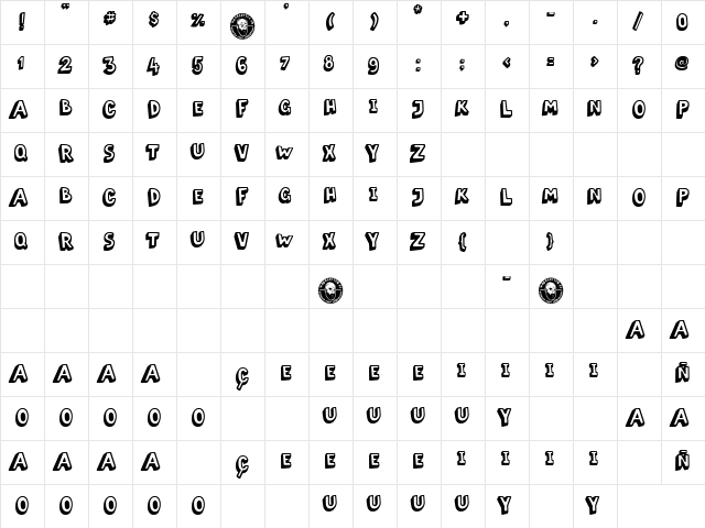 Napolitana Regular  glyph index