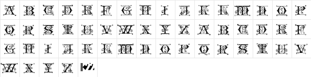 Ginger Initials Regular  glyph index