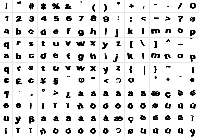 2004 Regular  glyph index