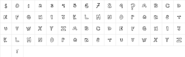 PlainHandline Regular  glyph index