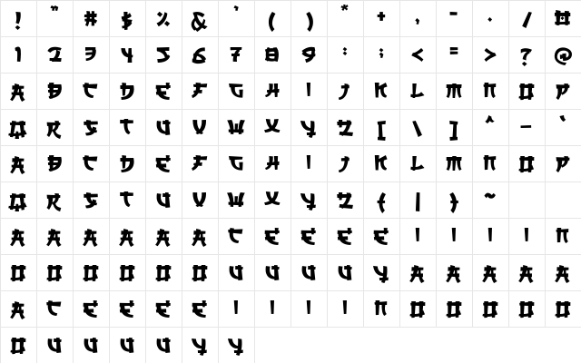 SAIKYO Regular  glyph index