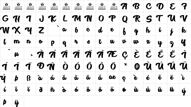 Flowers of summer Personal Use Regular  glyph index