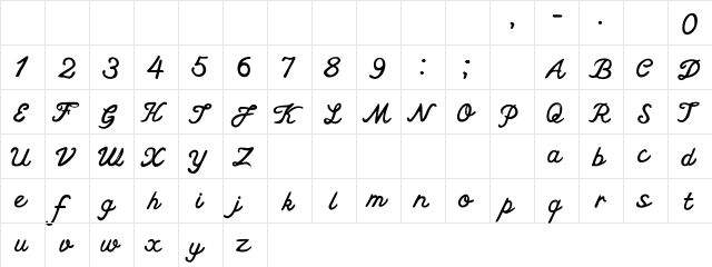 CF The Ocean Song PERSONAL Regular  glyph index