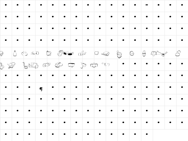 SaunaDingbats-Outline Regular  glyph index