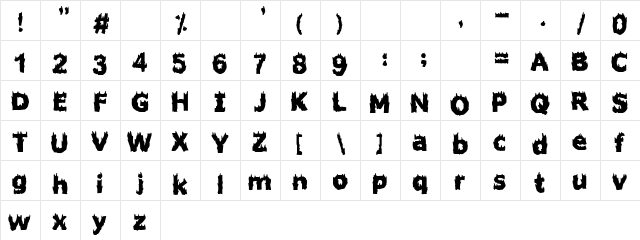 Firestarter Regular  glyph index