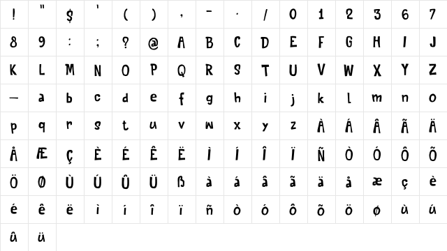 Quite Something DEMO Regular  glyph index