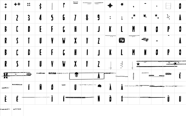 LuchitaPayol-Tecnica Regular  glyph index