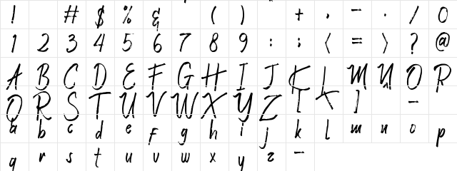 Valeriana Demo Regular  glyph index