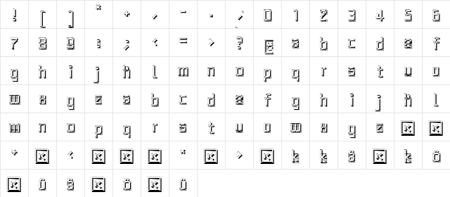 ArchitypoShadow Regular  glyph index