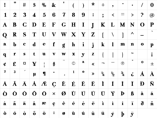 JasperSqueezeEB Regular  glyph index