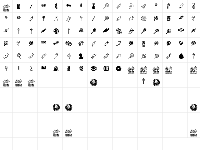 Candy icons Regular  glyph index
