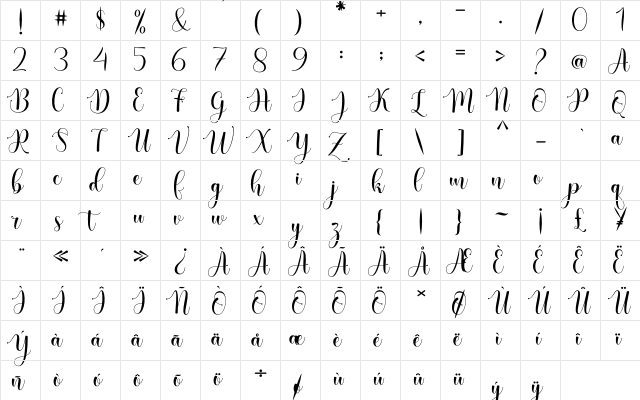 Christmas Bells Regular  glyph index