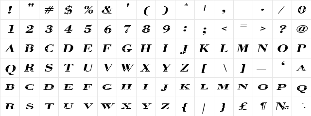 Graphis-Oblique Heavy  glyph index
