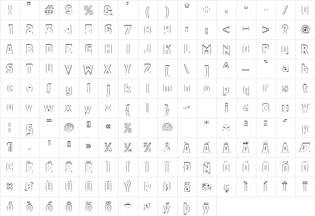 Fangs 1 Regular  glyph index