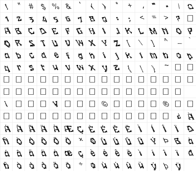 FZ JAZZY 12 CRACKED LEFTY Normal  glyph index