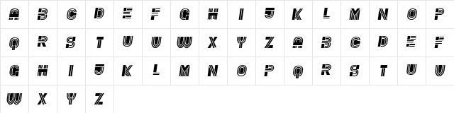 Rude Italic  glyph index