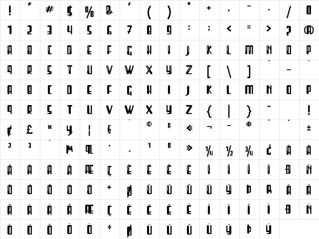 Sweet Gourd Regular  glyph index
