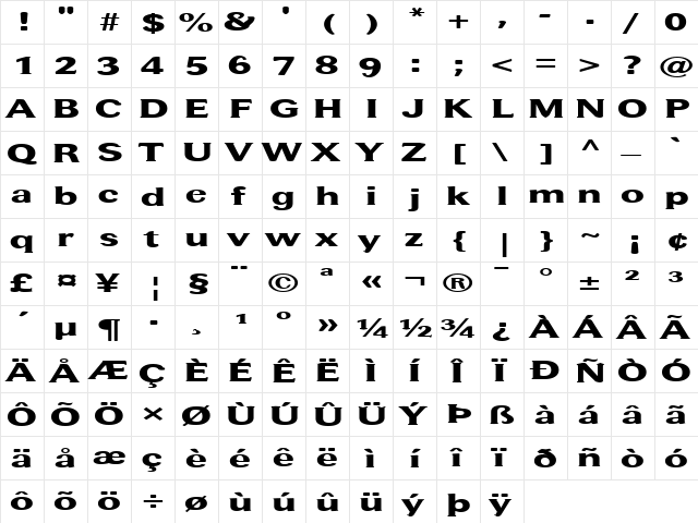 FZ ROMAN 37 EX Normal  glyph index