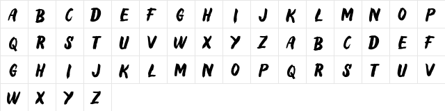 Klatas Brush  glyph index