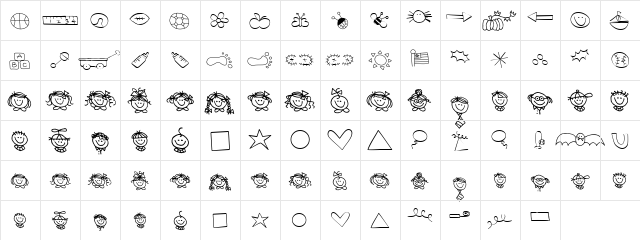 PC Kids Wing Ding Regular  glyph index