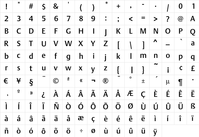 DTL Argo T Medium  glyph index