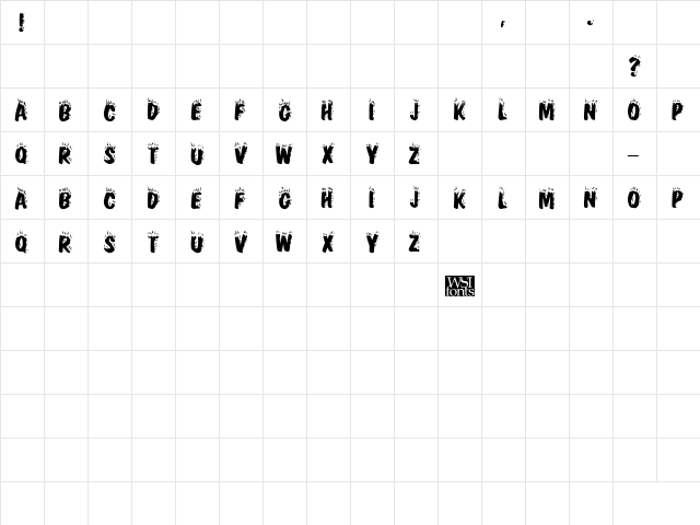FlamingDisplayCaps Regular  glyph index