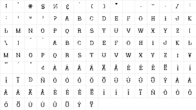 El Sancho Regular  glyph index
