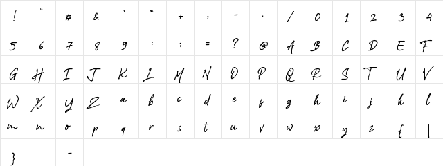 Hey Milenia Demo Regular  glyph index
