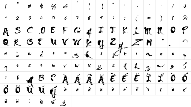 ThuphapCongthuy Regular  glyph index