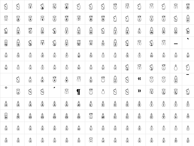 ChessWhite Becker Normal  glyph index