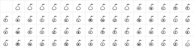 KR Candy Kiss Regular  glyph index