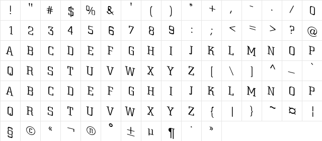 a_CityNovaTtlSpDnLt Regular  glyph index