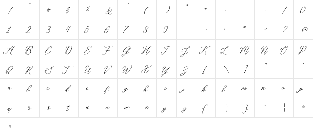 Rosabelia SLDT Regular  glyph index