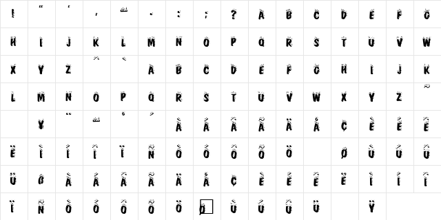 CracklingFire Regular  glyph index