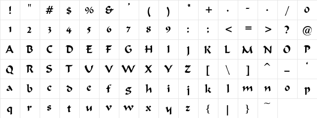 Bodacious-Normal Regular  glyph index