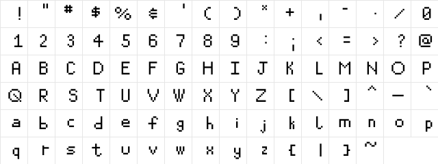 YoungDantes Regular  glyph index