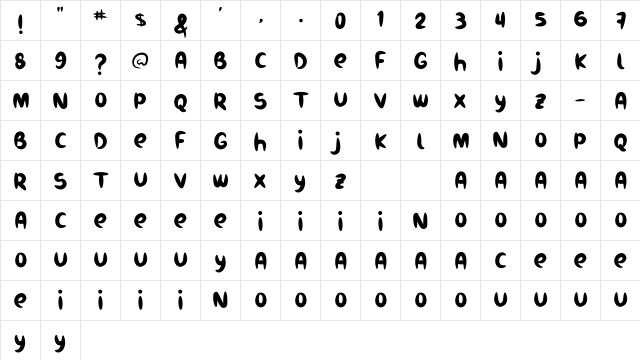 Burukuduk Regular  glyph index