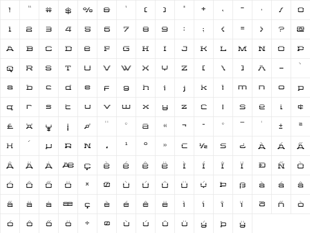 Cydonia Century Gradient Regular  glyph index