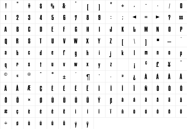 Fiord Regular  glyph index