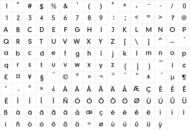 DigiGroteskNEF-Light Regular  glyph index