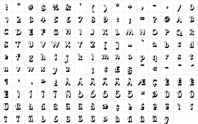 BarbedorTHeaSh1 Regular  glyph index