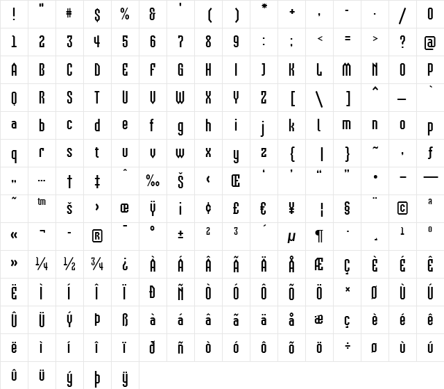 a_Vizora Regular  glyph index