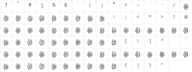 LD Tropical Fish Regular  glyph index